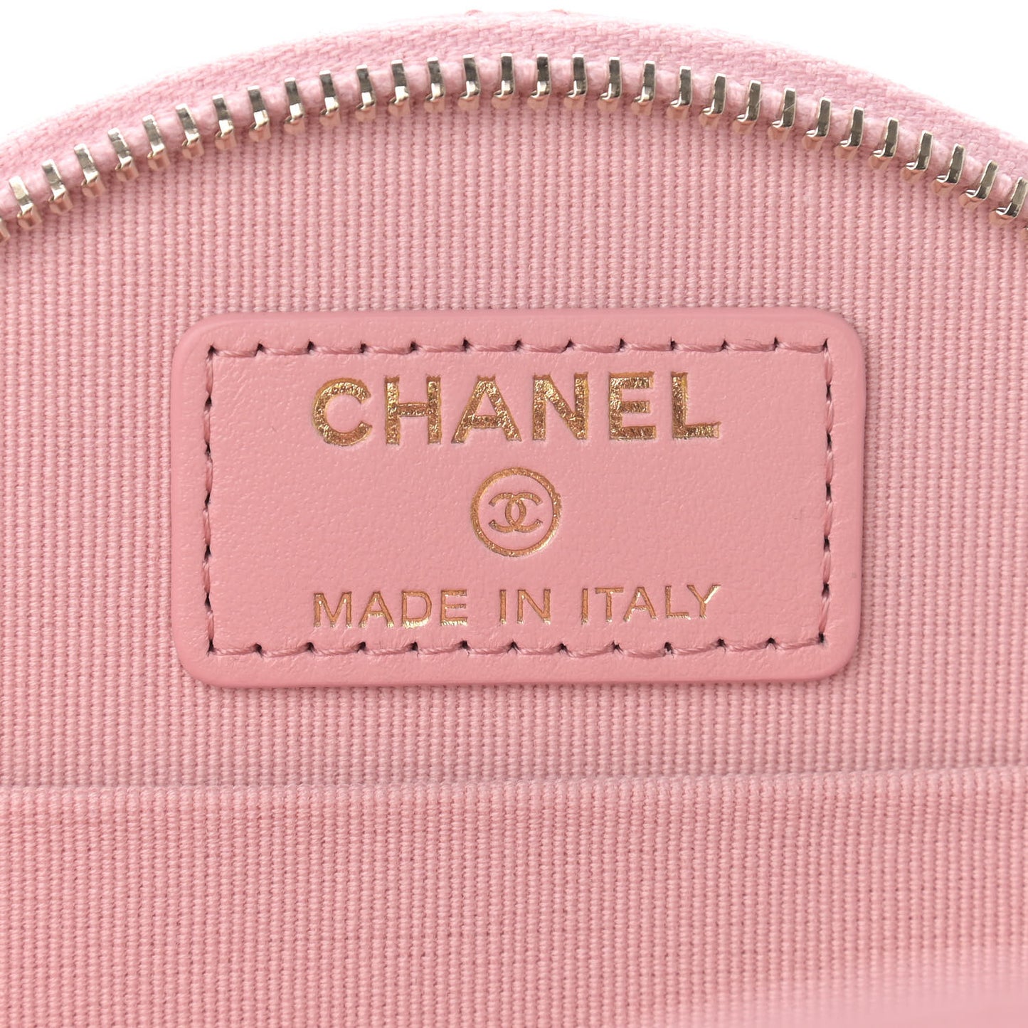 Caviar Quilted Round Handle With Care Vanity With Chain Pink