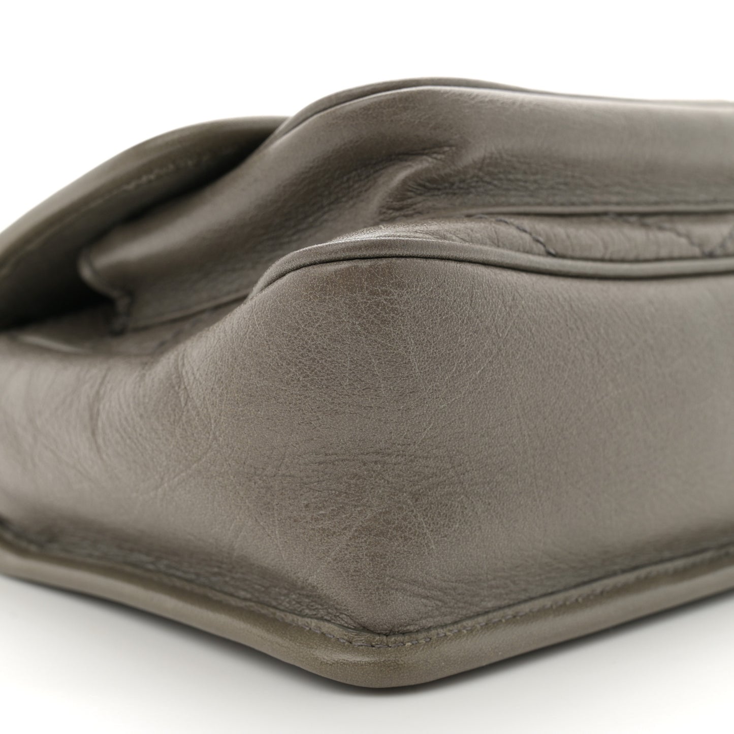 Crinkled Calfskin Matelasse Monogram Baby Niki Chain Satchel Grey Kaki