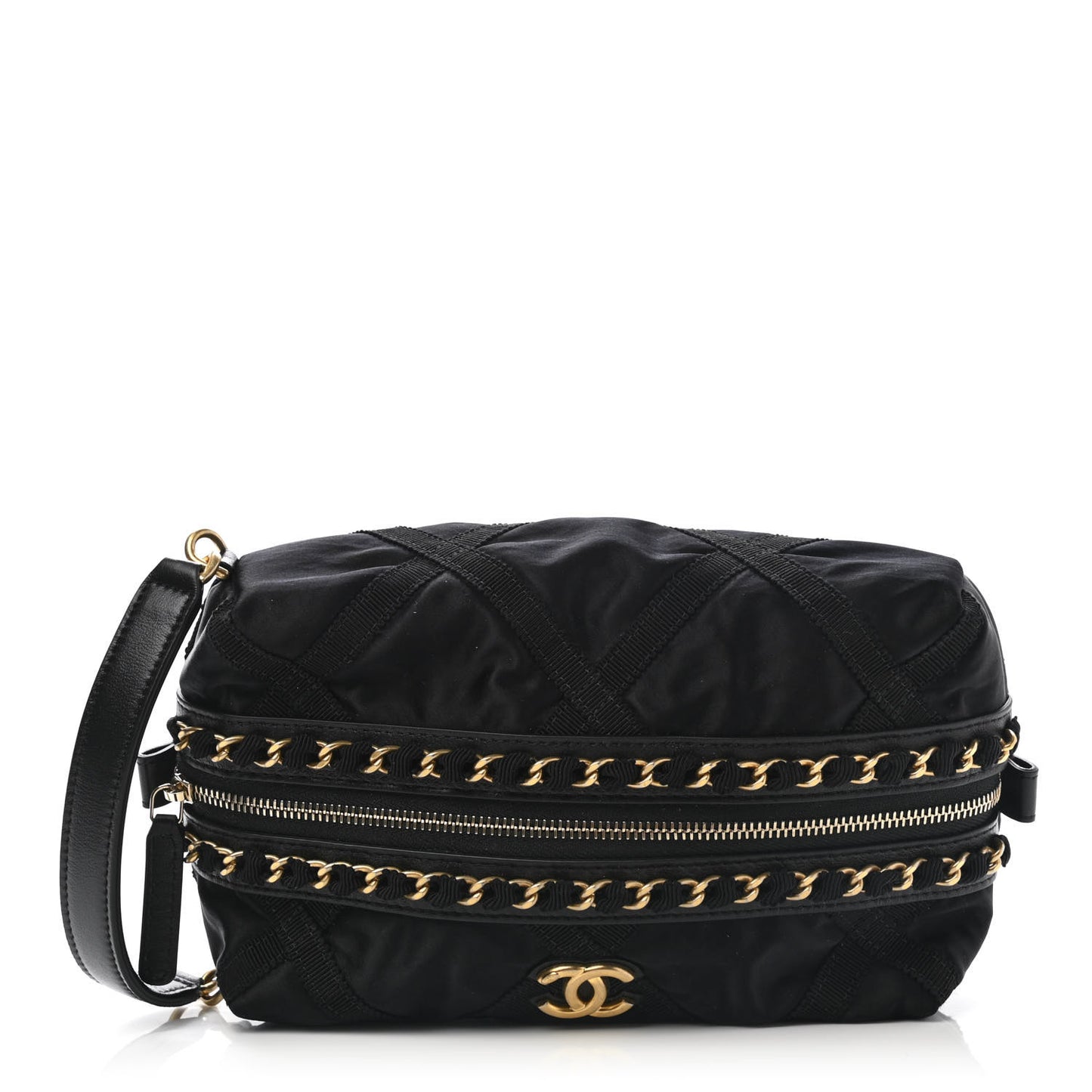Nylon Grosgrain Lifestyle Pouch With Sleep Mask Black