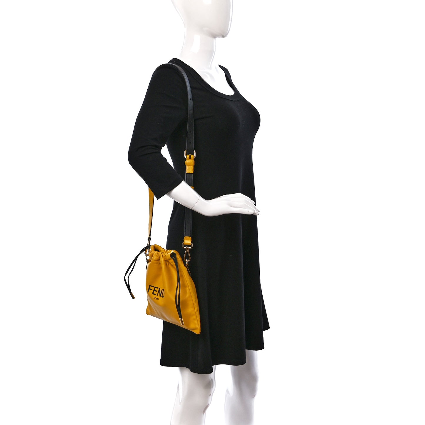 Soft Nappa Logo Small Drawstring Pouch Bag Sunflower Black