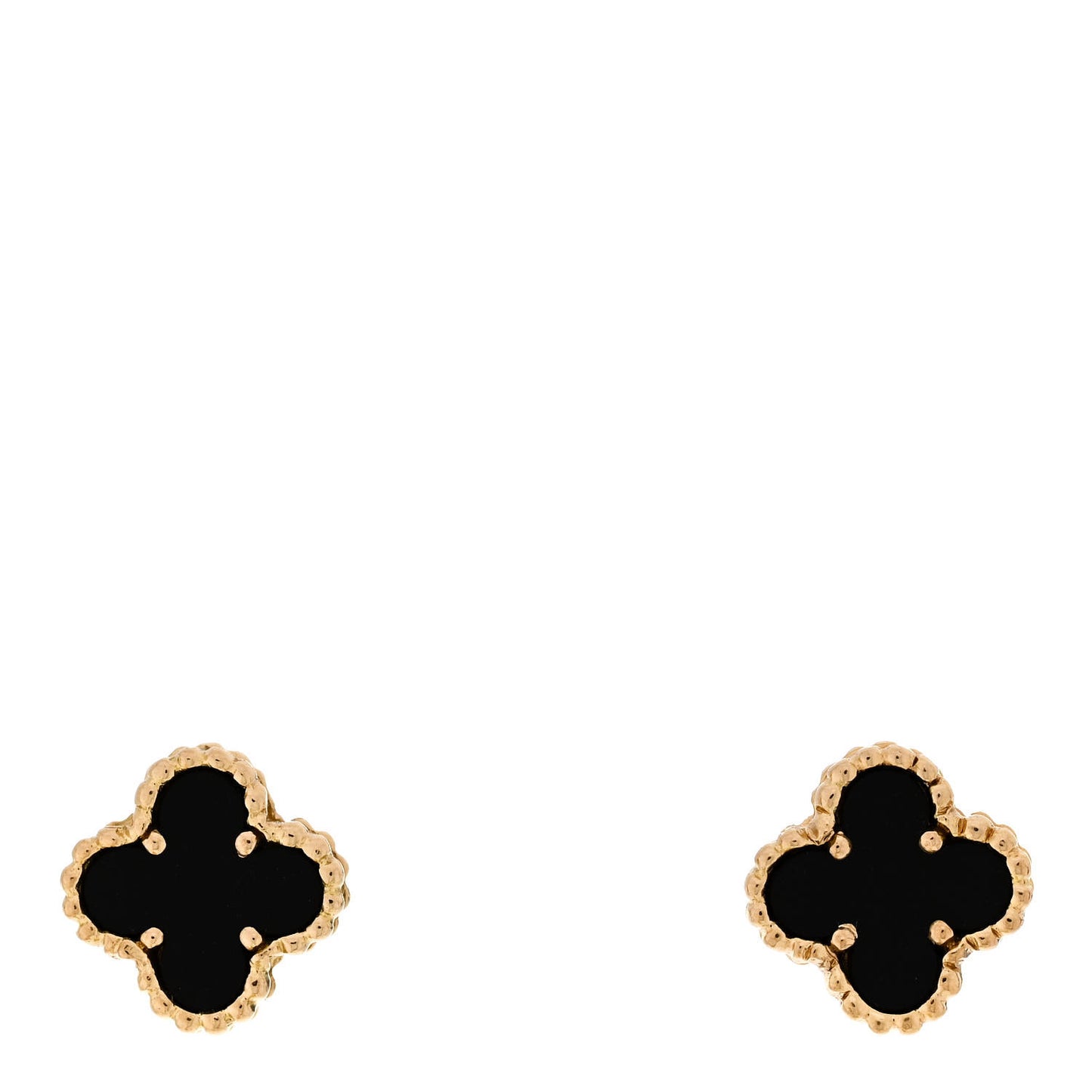 VAN CLEEF & ARPELS 18K Yellow Gold Black Onyx Sweet Alhambra Earrings