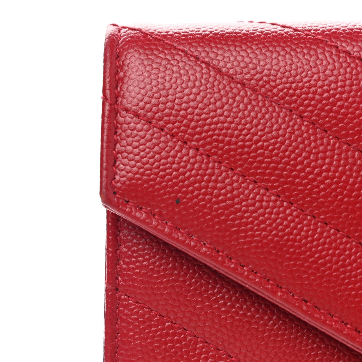 Grain De Poudre Matelasse Chevron Small Monogram Envelope Wallet New Red