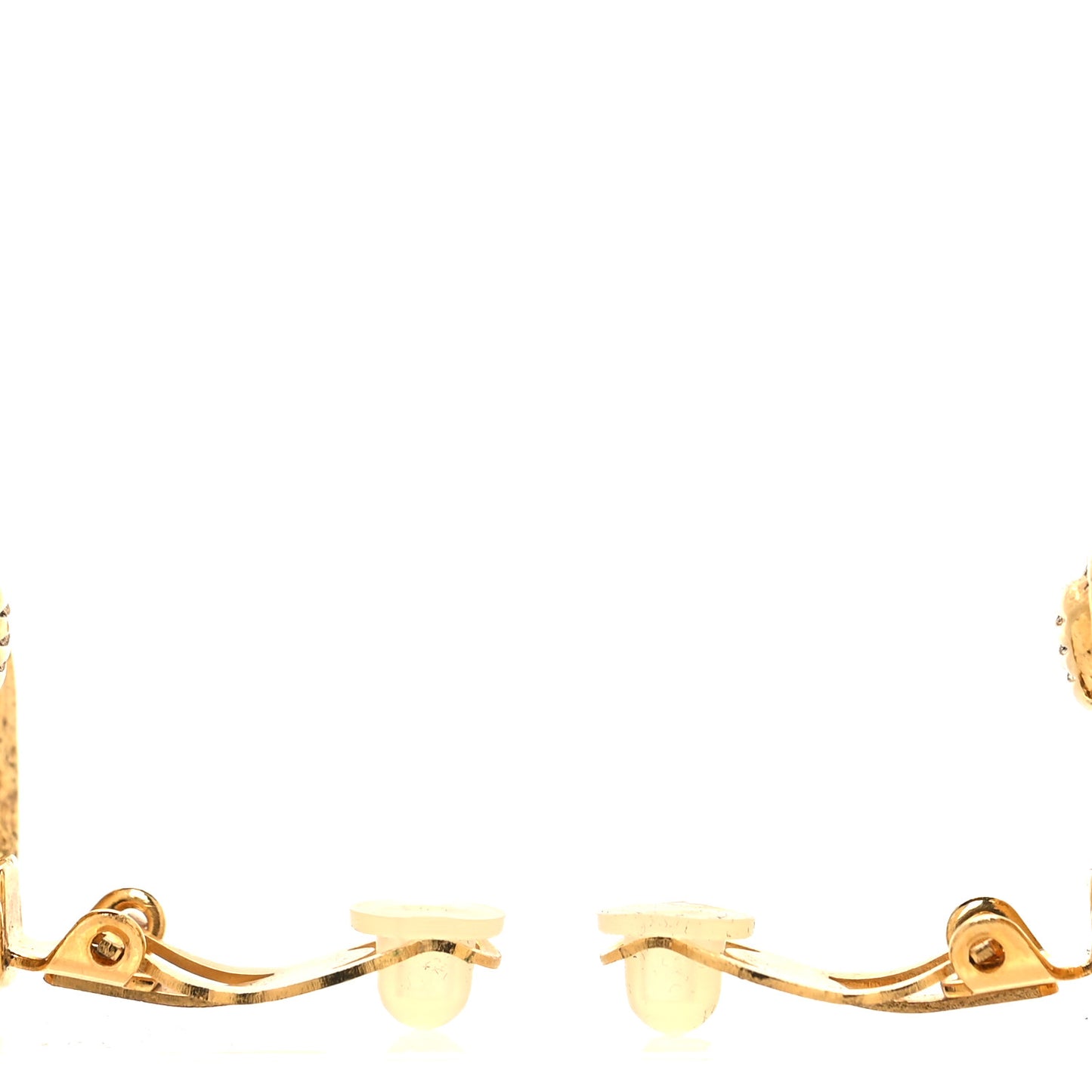 Round CC Clip On Earrings Gold