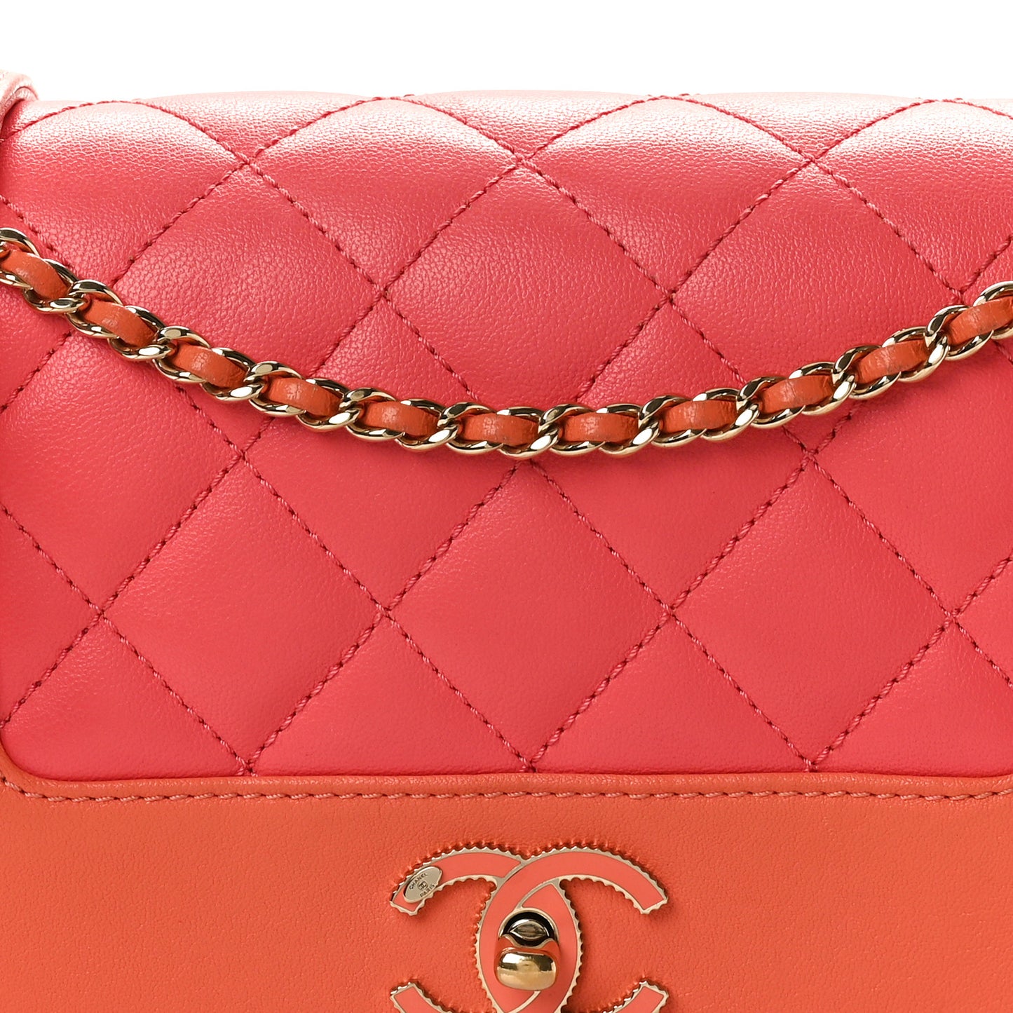 Sheepskin Quilted Medium Vintage Mademoiselle Flap Coral Orange