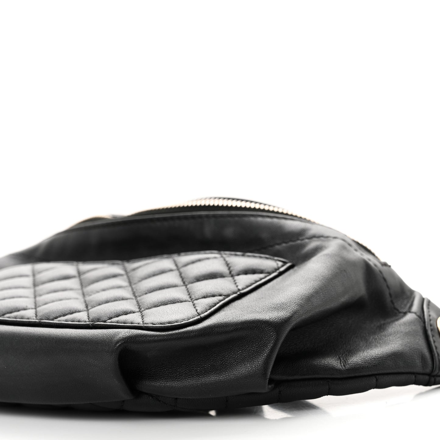 Lambskin Quilted Waist Bag Fanny Pack Black