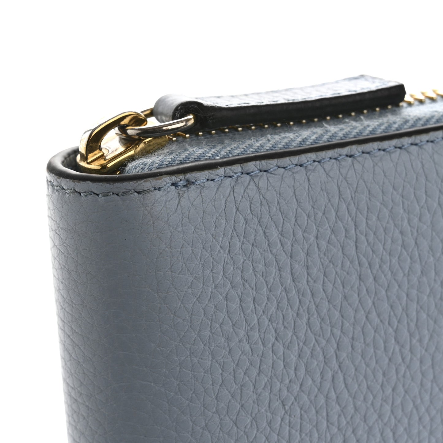 Grained Calfskin Virtus Zip Around Wallet Light Blue