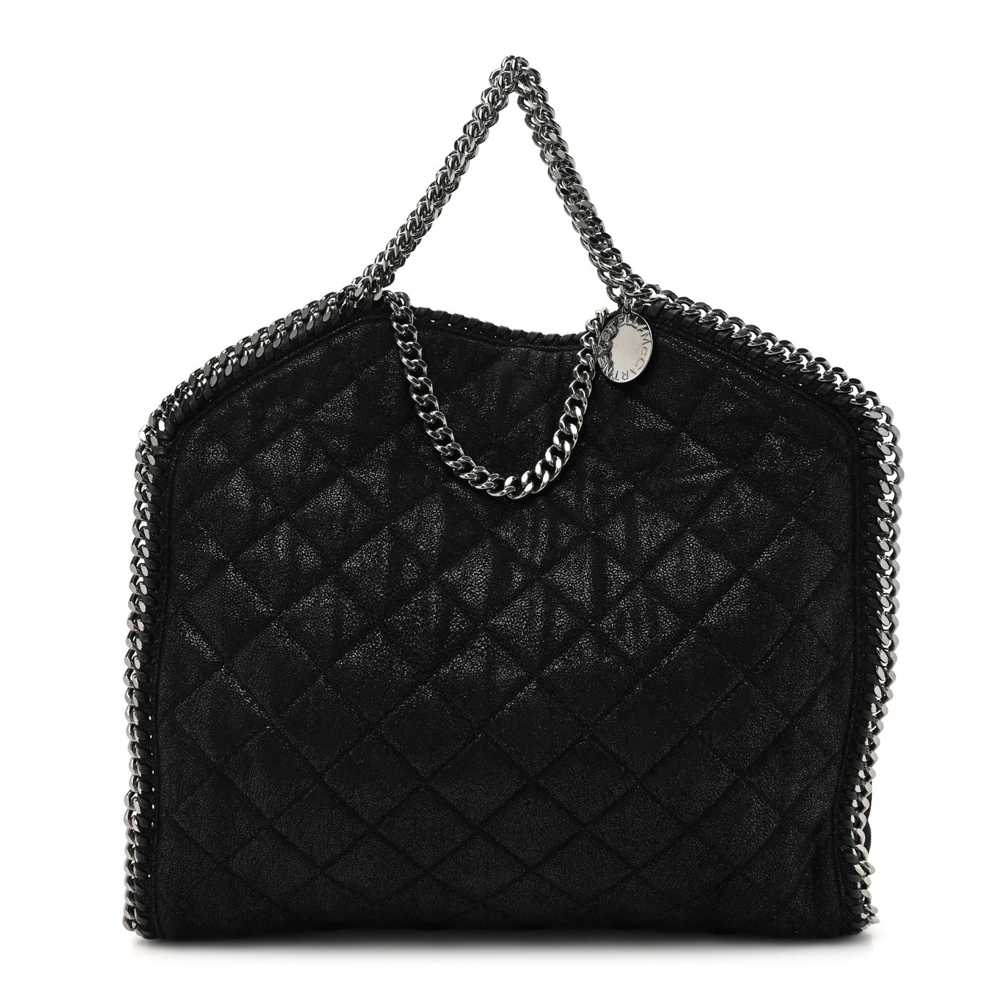 Metallic Shaggy Deer Quilted Small Falabella Tote Black