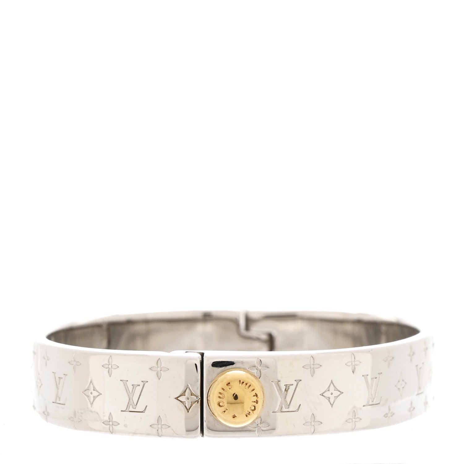 Louis Vuitton Brass Palladium Plated Nanogram Cuff S Silver Louis Vuitton Brass Palladium Plated Nanogram Cuff S Silver
