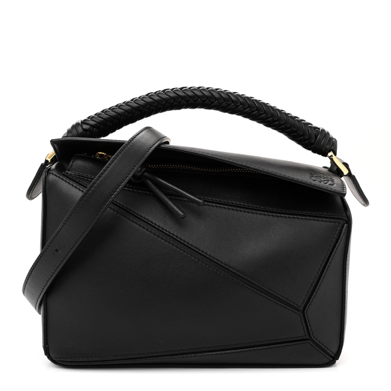 LOEWE ブラックショルダーバッグ Loewe Calfskin Small Woven Puzzle Bag Black 1525153 – FASHIONPHILE