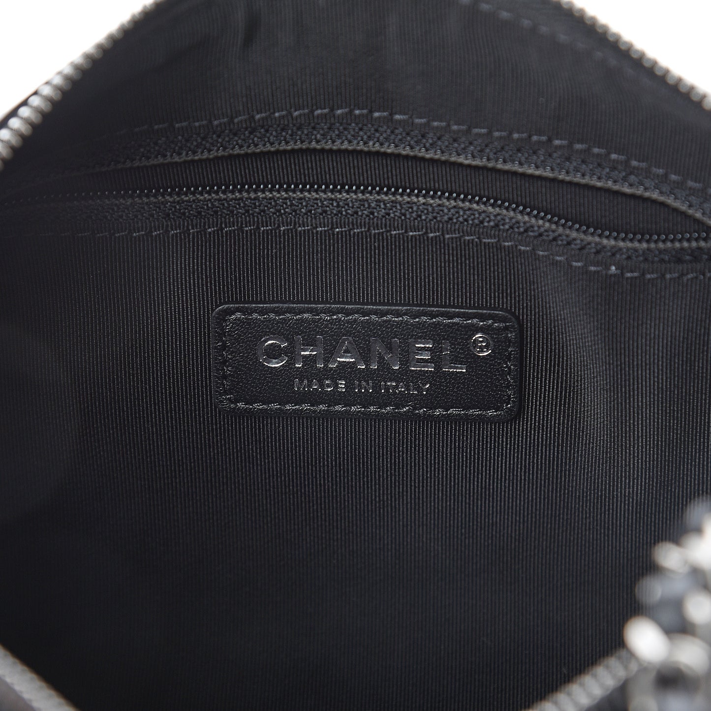 Calfskin Chain Signature Bowling Bag Black