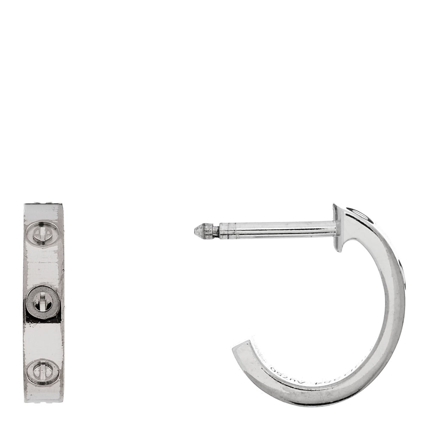 18K White Gold Small LOVE Hoop Earrings