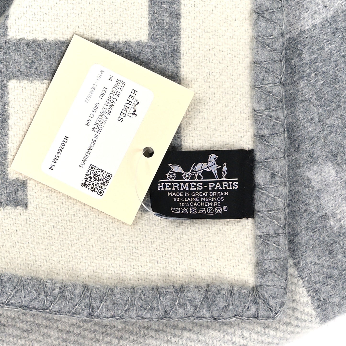 Wool Cashmere Avalon III Blanket Ecru Gris Clair