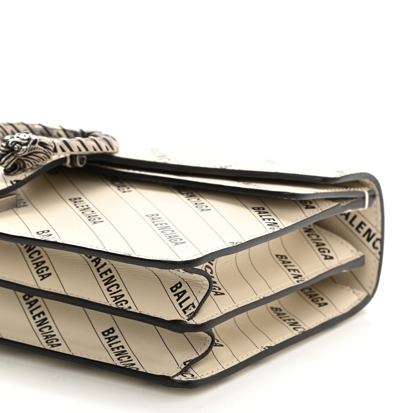 X BALENCIAGA Calfskin Logo Print Small Dionysus Shoulder Bag White