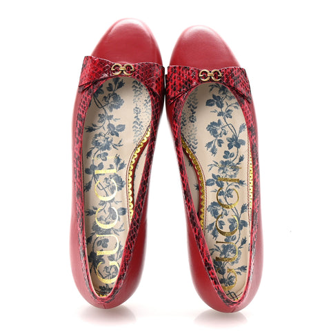 Malaga Kid Elaphe Yva Ballet Flats 38 Hibiscus Red