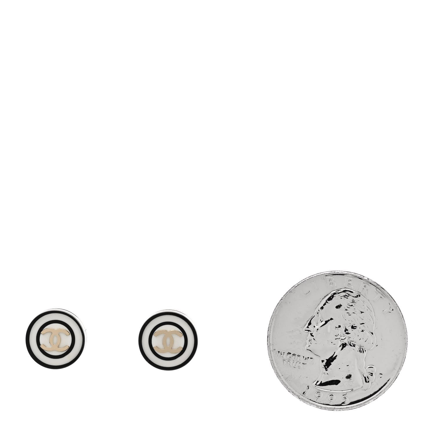 Chanel Resin CC Earrings White Black 2 of 4