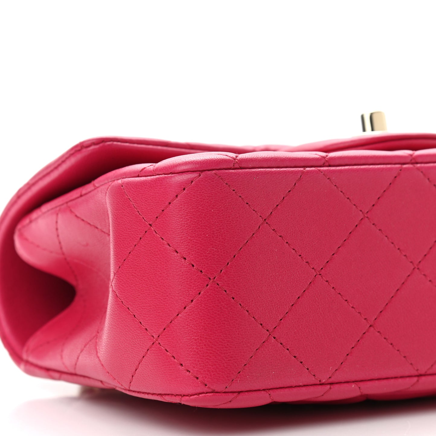 Lambskin Quilted Mini Top Handle Rectangular Flap Dark Pink