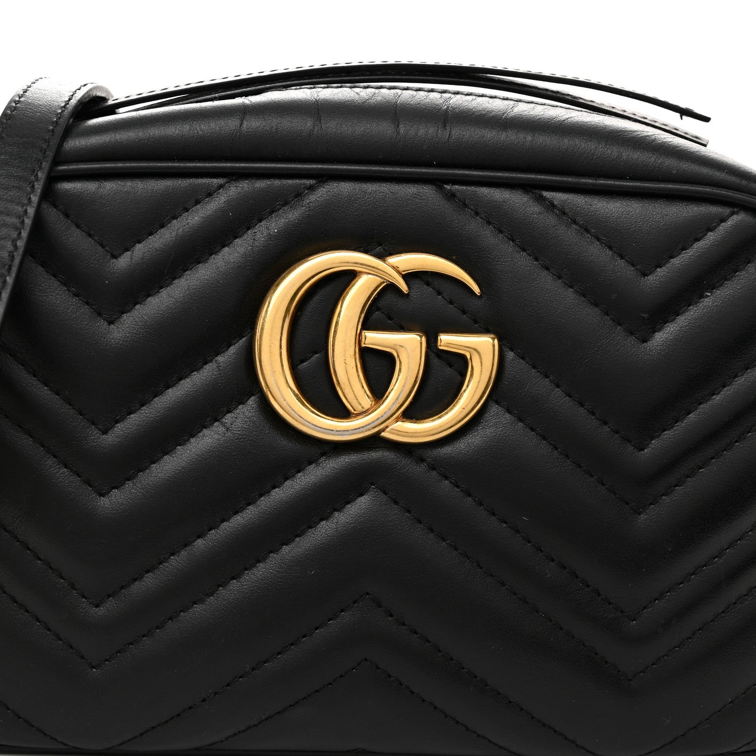 Gucci Calfskin Matelasse Small GG Marmont Chain Shoulder Bag Black 8 of 11