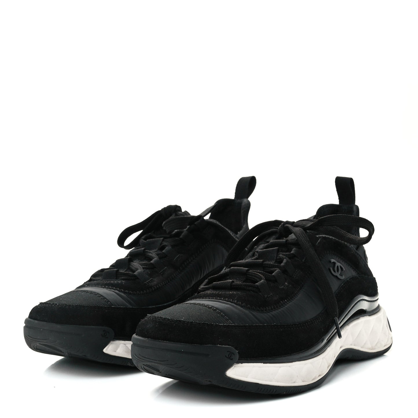 Velvet Calfskin Mixed Fibers CC Sneakers 41.5 Black