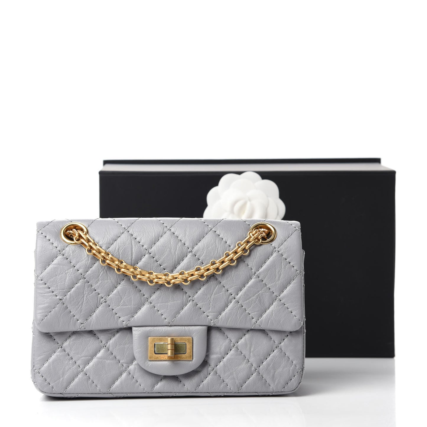 Aged Calfskin Quilted 2.55 Reissue Mini Flap Grey