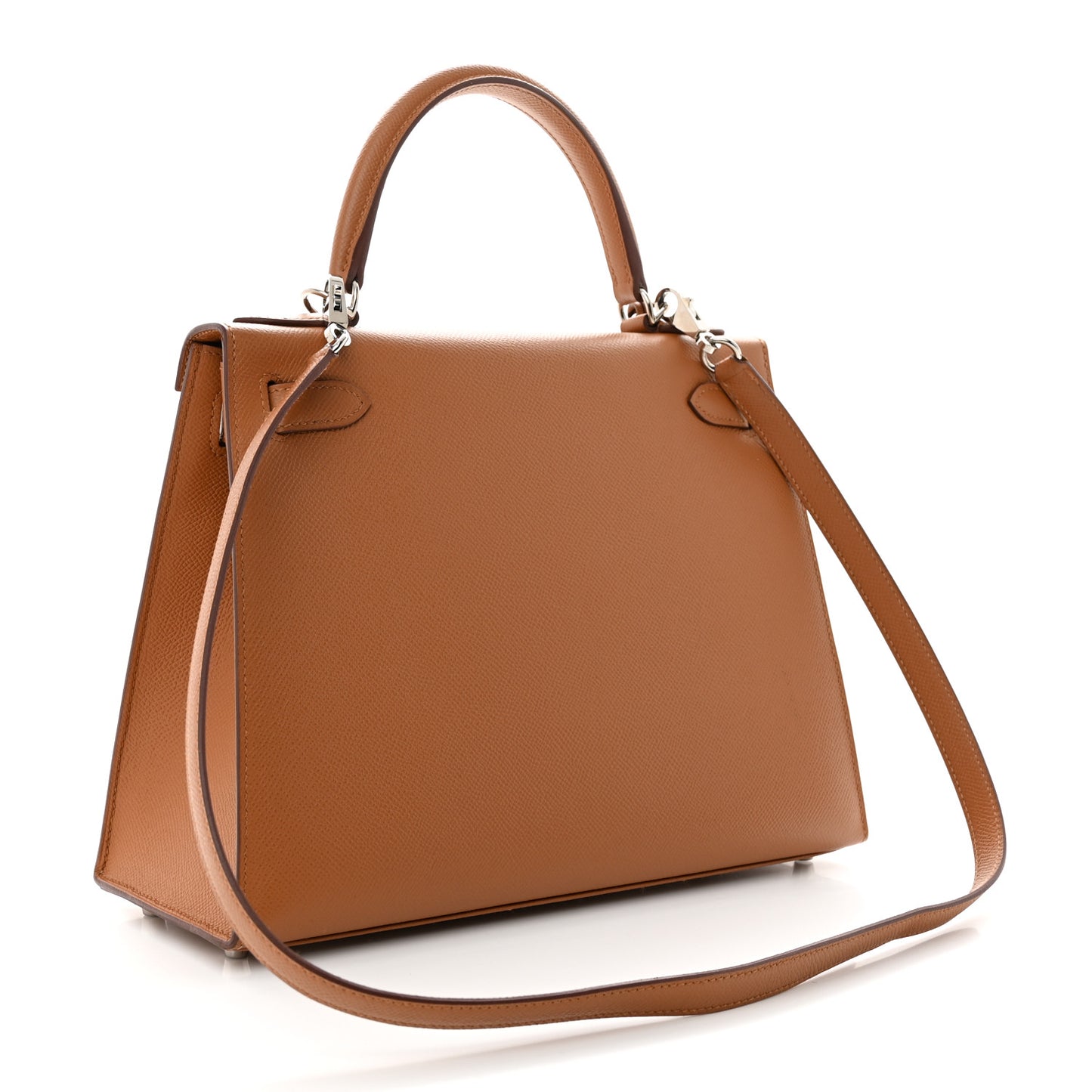 Epsom Chevre Mysore Sombrero Kellygraphie Lettre H Kelly Sellier 28 Capucine Gold Bordeaux