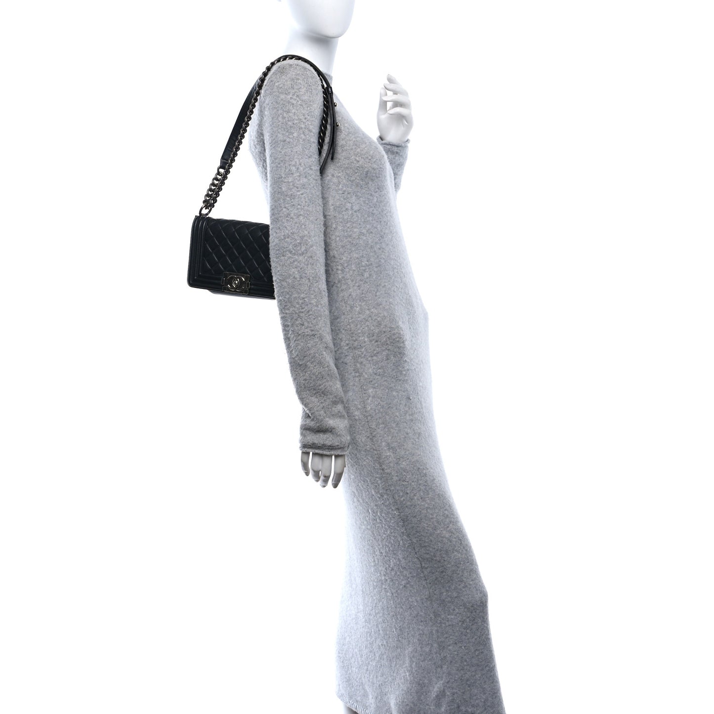 Lambskin Quilted Small Boy Flap Black