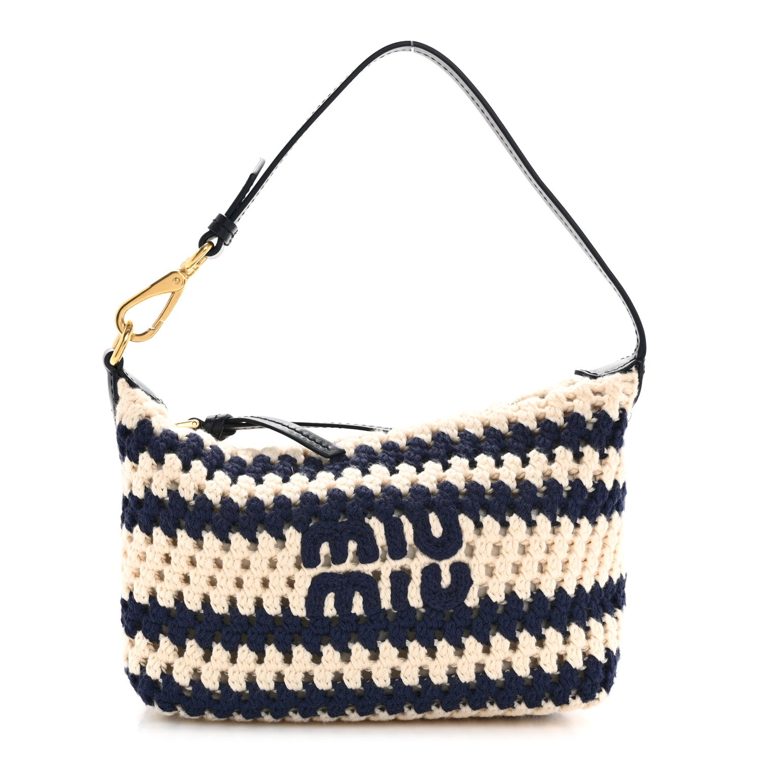 Miu Miu Fabric Crochet Pouch Blue White 1740719 – FASHIONPHILE