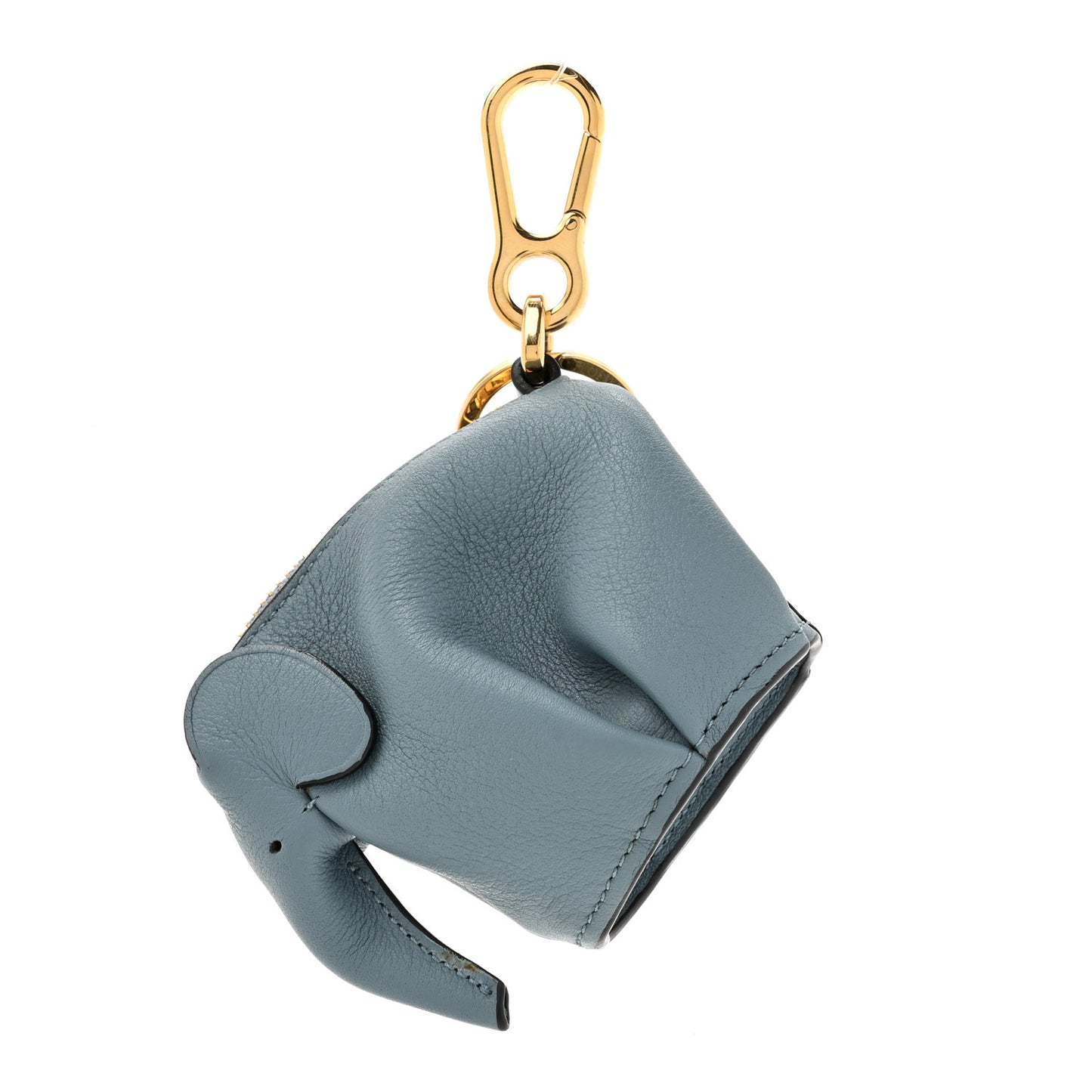 Calfskin Elephant Coin Purse Bag Charm Key Holder Stone Blue