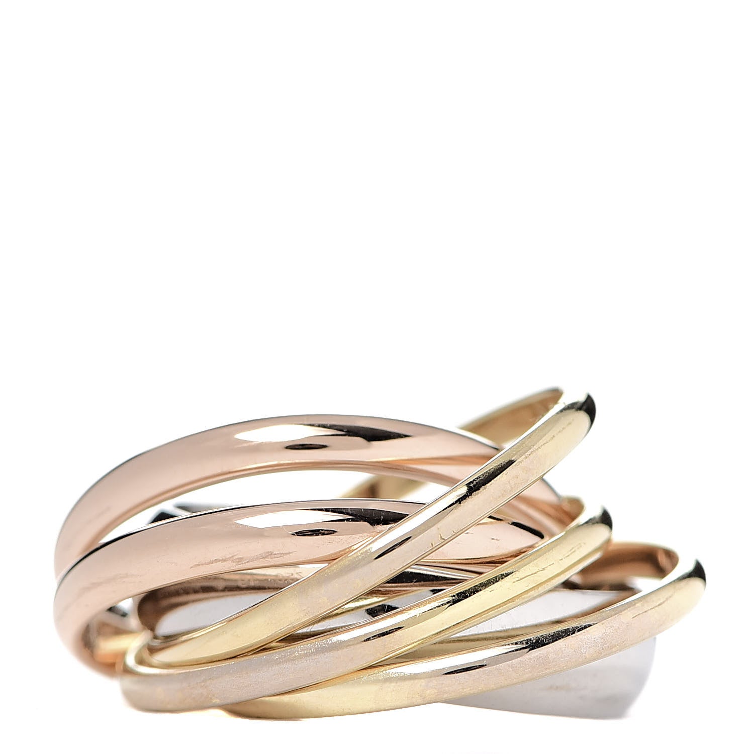 Cartier 18K Pink Yellow White Gold Diamond Trinity 6 Band Ring 49 4.75 3 of 4