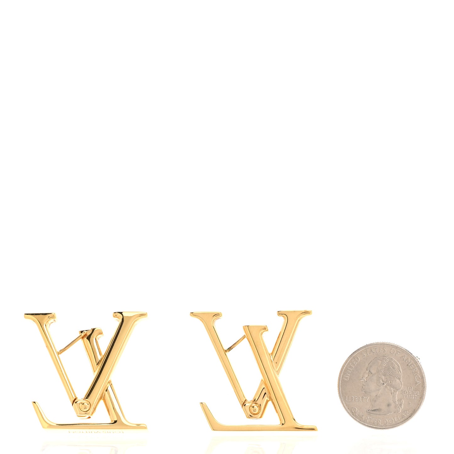 Metal Macro LV Earrings Gold