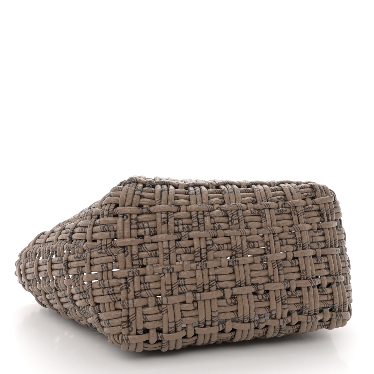 Varnished Faux Calfskin BB Monogram Braided XS Bistro Basket Beige
