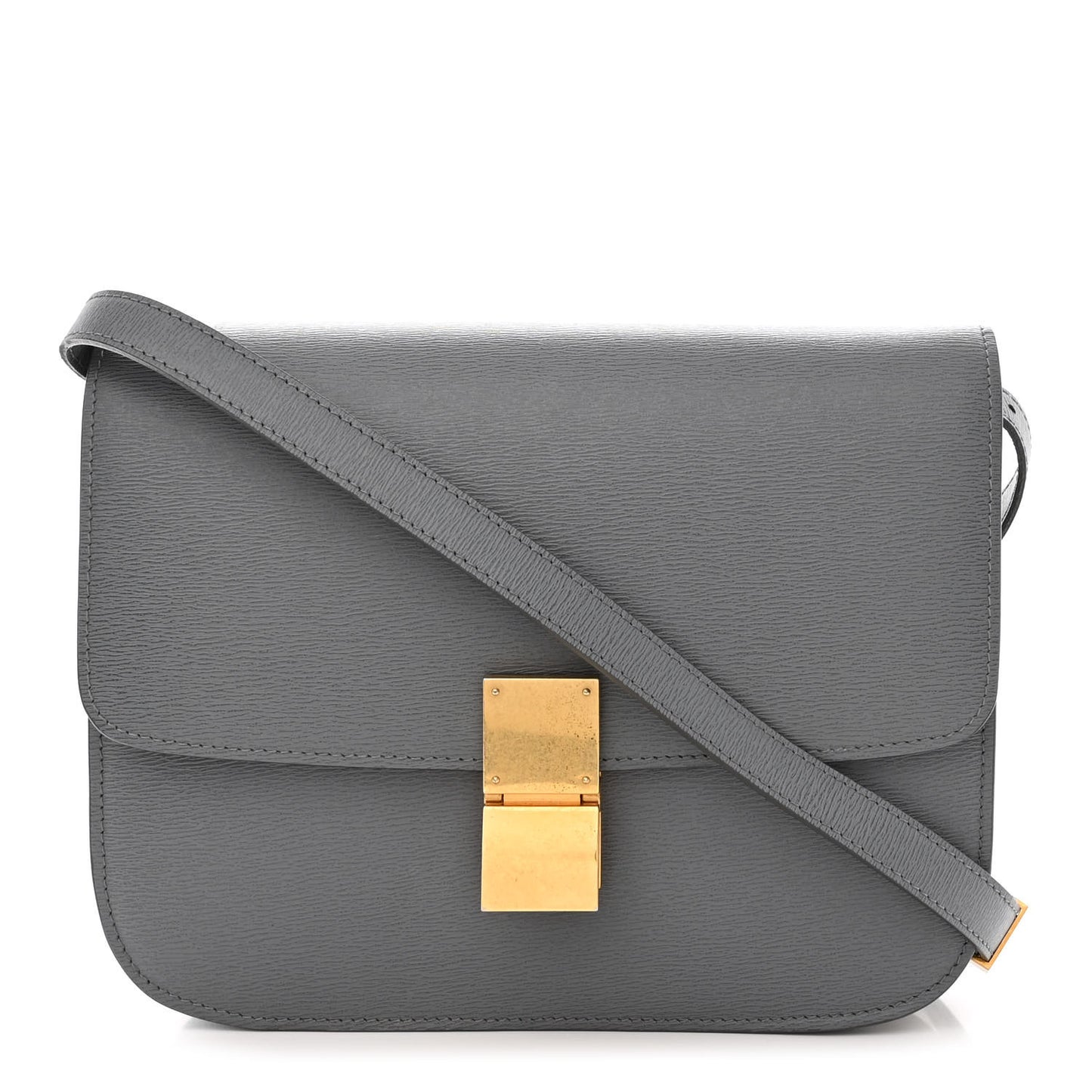 Liege Calfskin Medium Classic Box Flap Bag Medium Grey