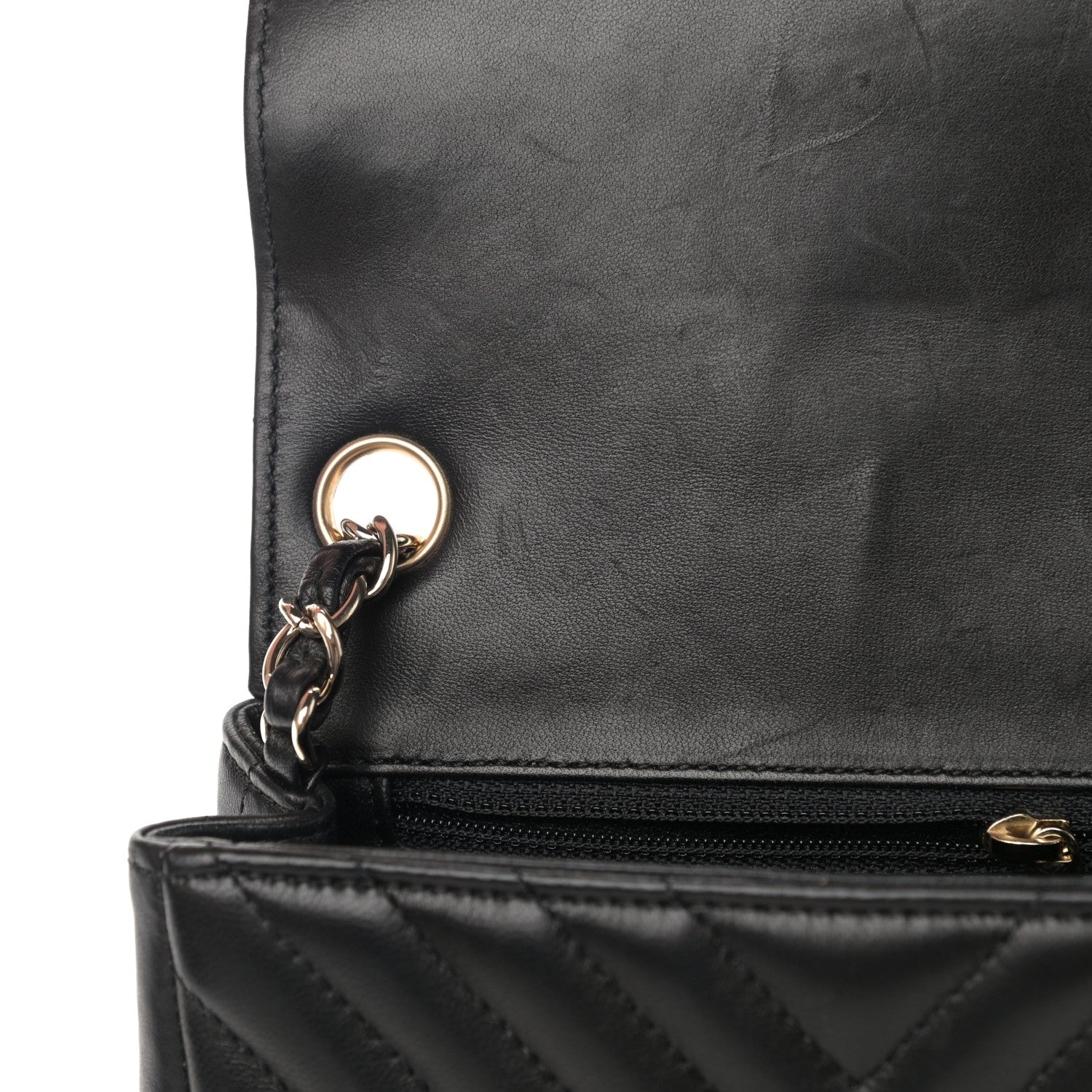 Chanel Lambskin Chevron Quilted Mini Square Flap Black 12 of 15