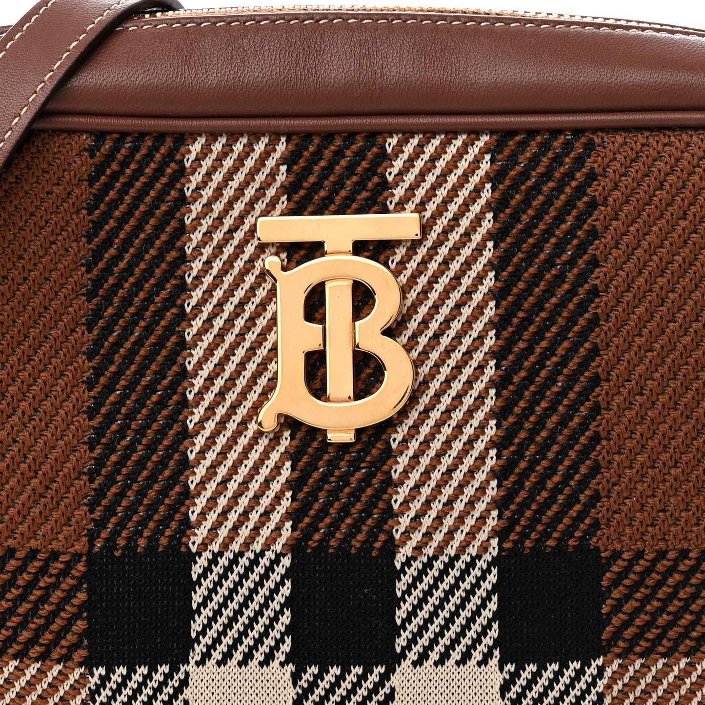 Calfskin Check Small Lola Camera Bag Dark Birch Brown