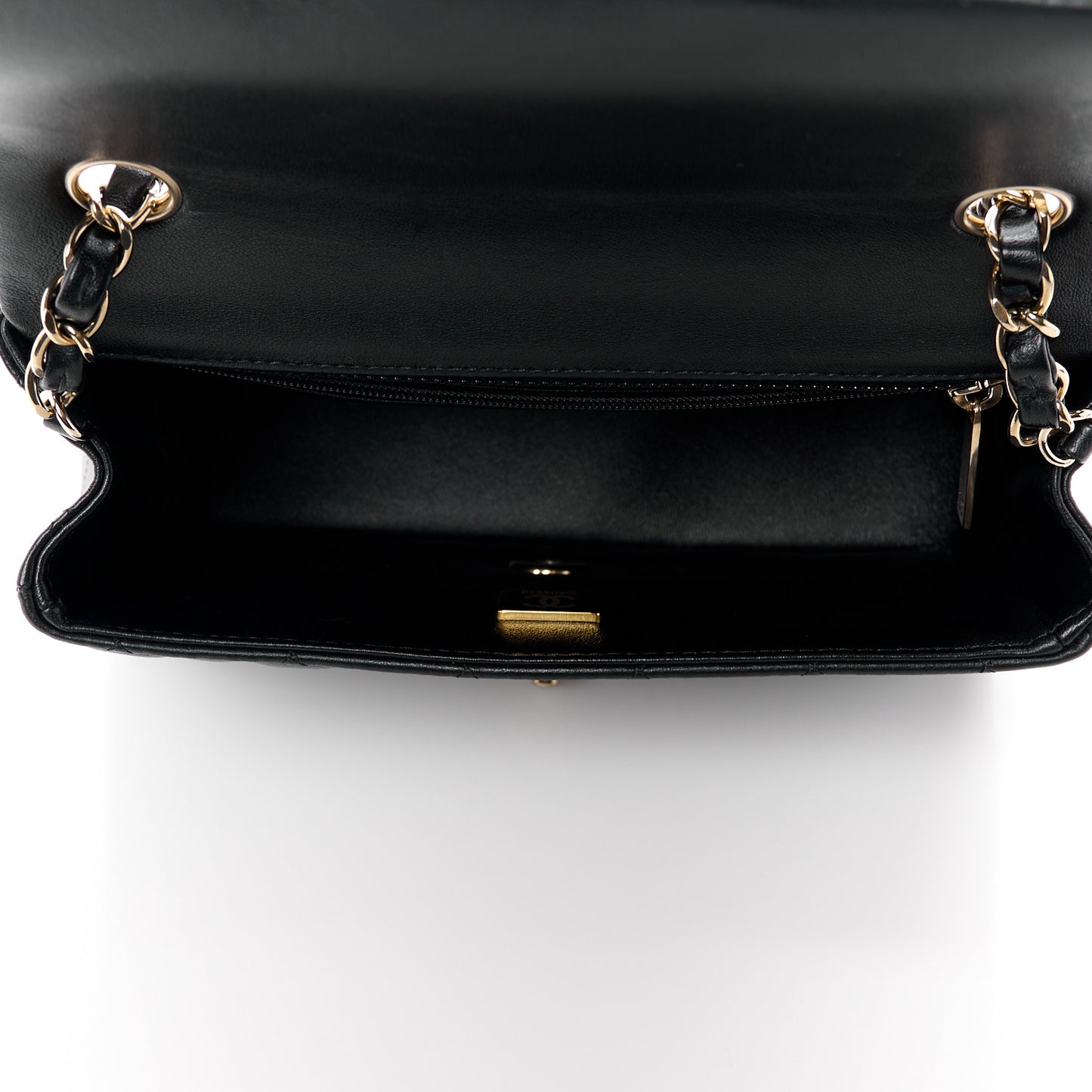 Lambskin Quilted Mini Rectangular Flap Black