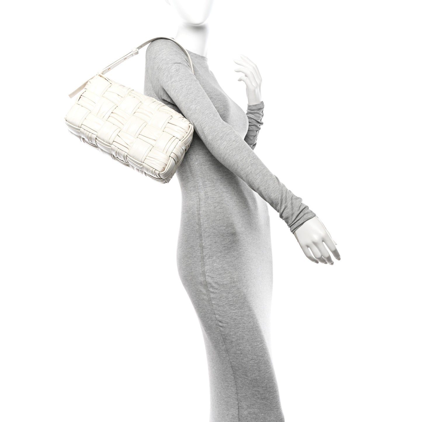 Calfskin Intreccio Plisse Camera Bag White