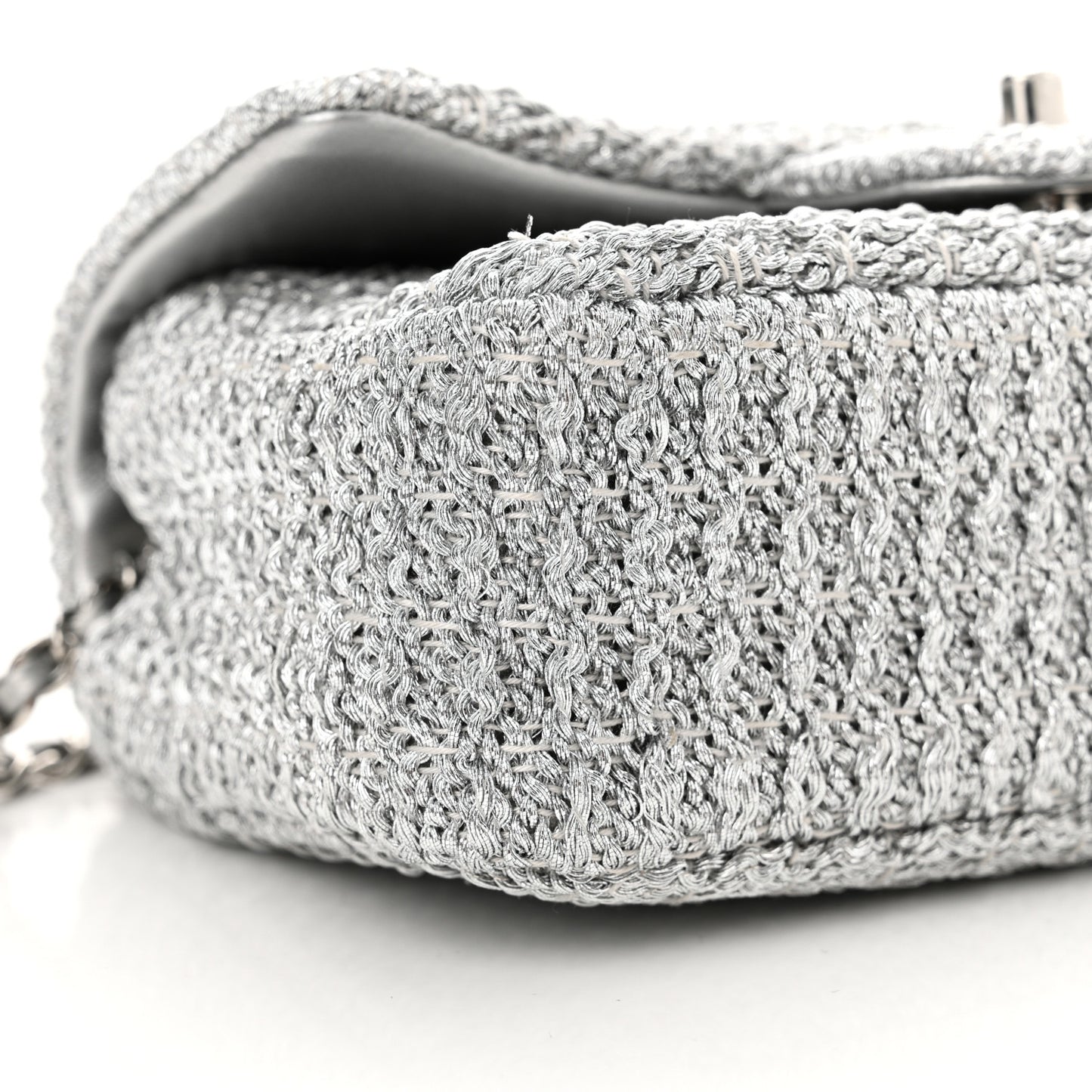 Metallic Woven Fabric Mini Rectangular Flap Silvery