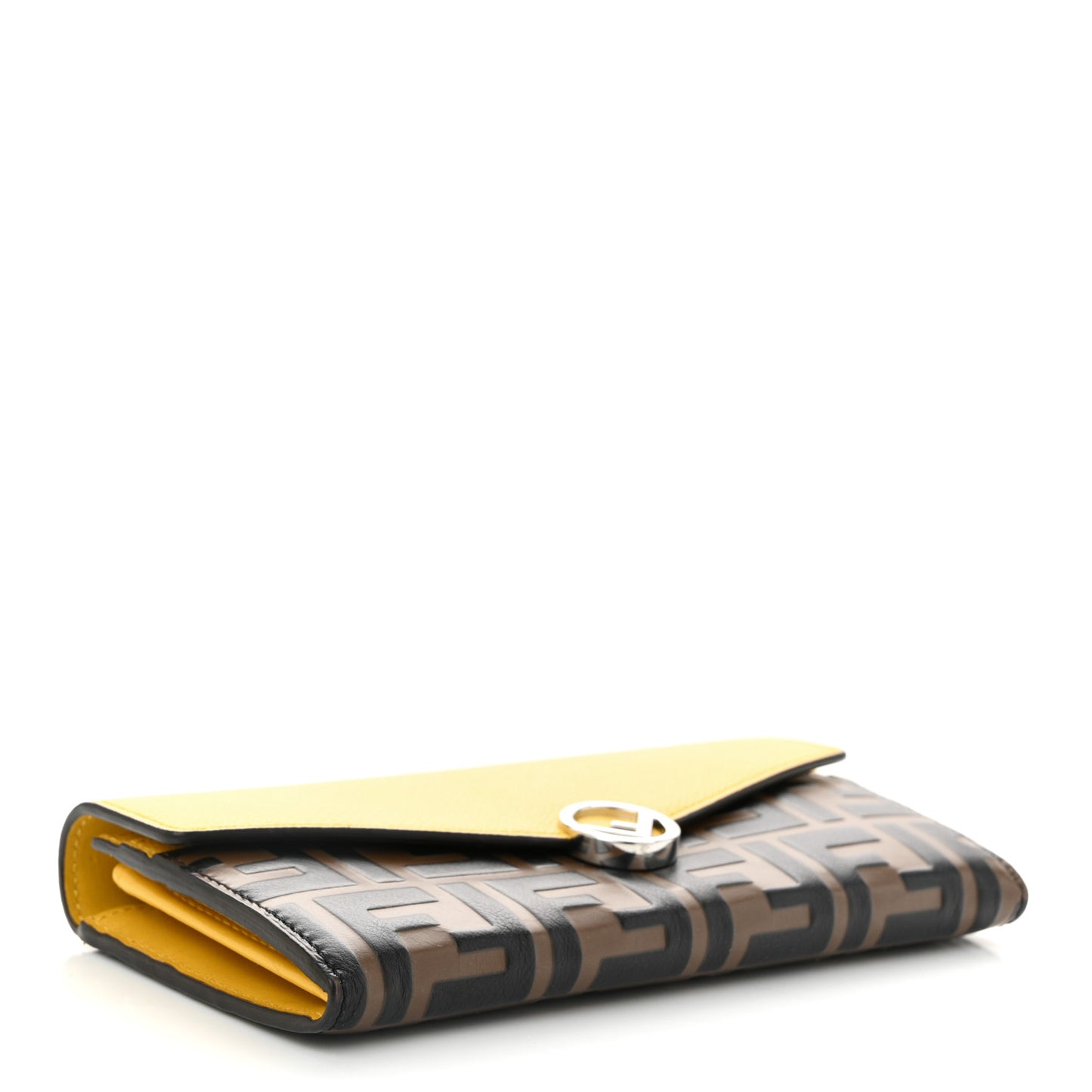 Vitello Cruise F is Fendi Bi-Color FF 1974 Embossed Continental Envelope Wallet On Chain Maya Yellow