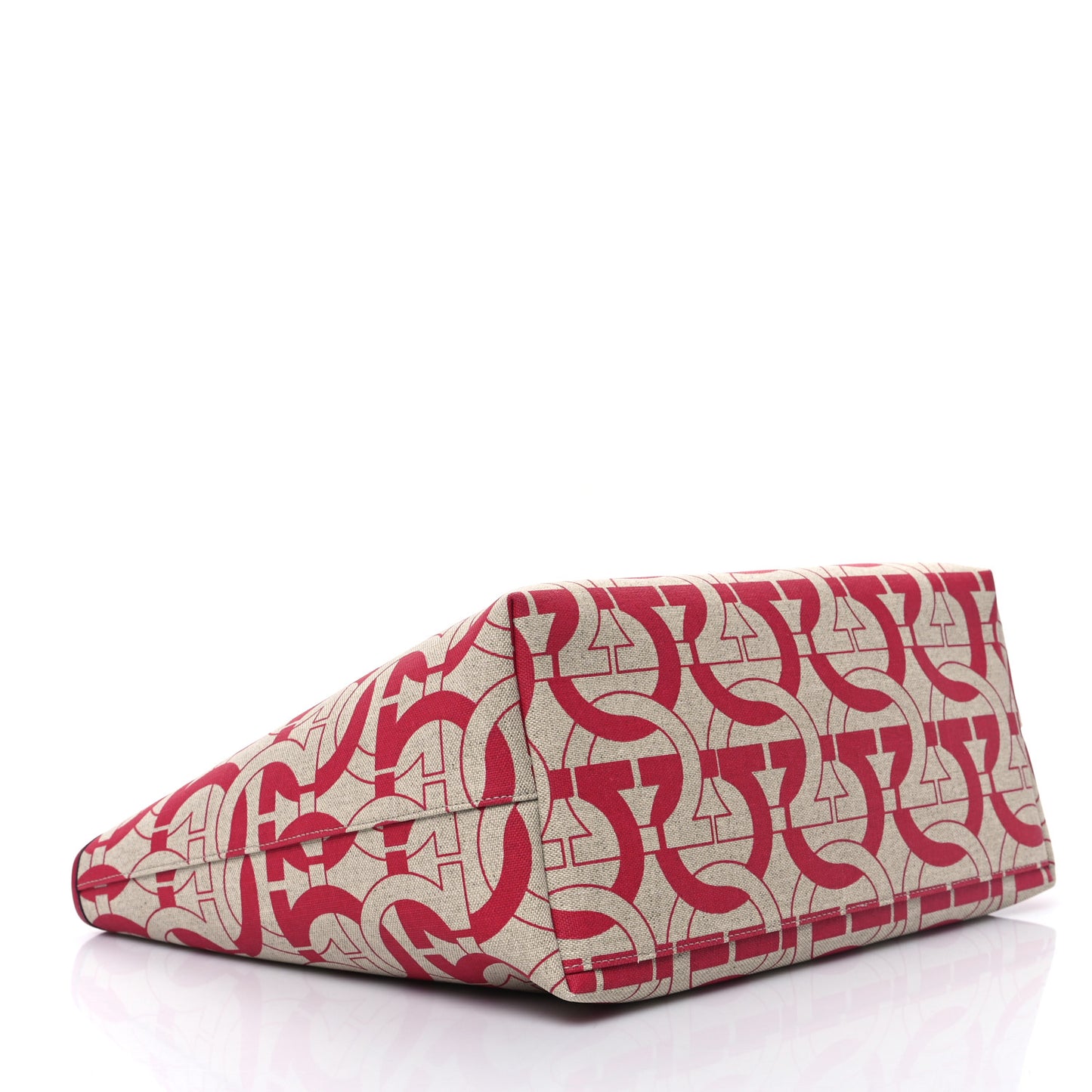 Canvas Calfskin Gancini Tote Red Beige