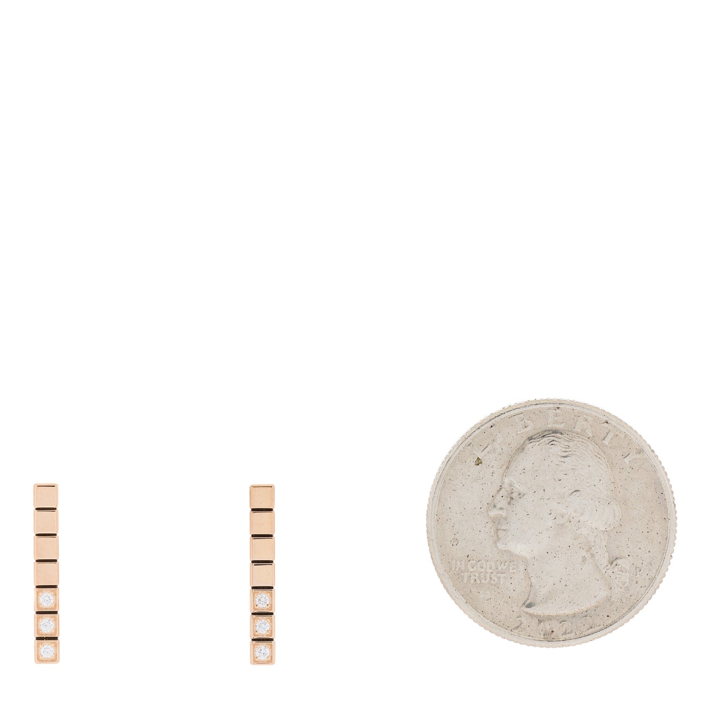 18K Rose Gold Diamond Ice Cube Pure Earrings