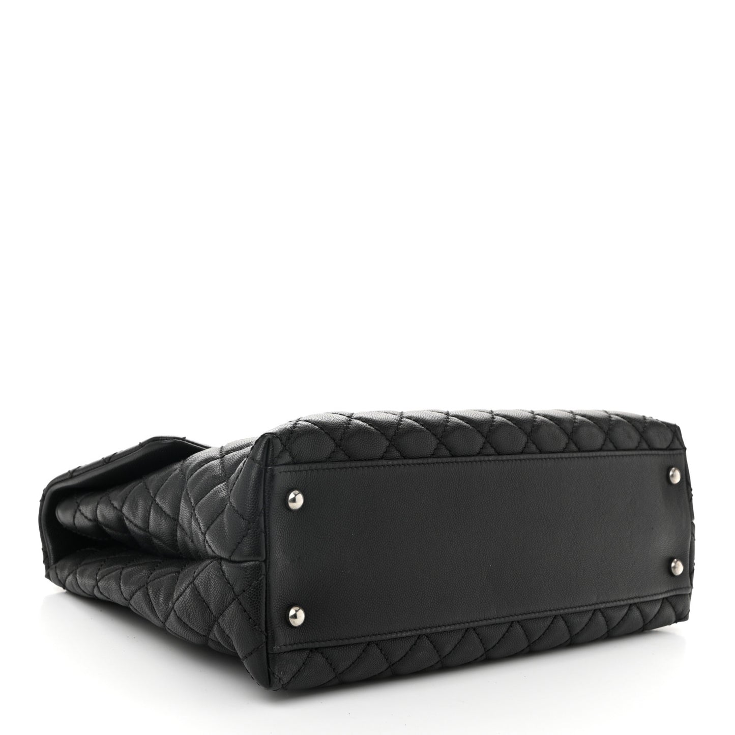 Caviar Lizard Quilted Large Coco Handle Flap Grey