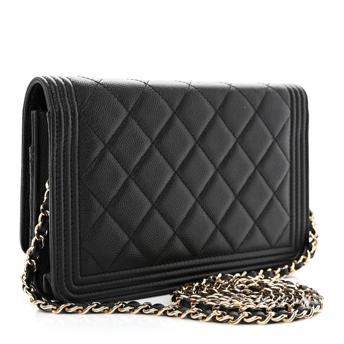 Caviar Quilted Boy Wallet On Chain WOC Black