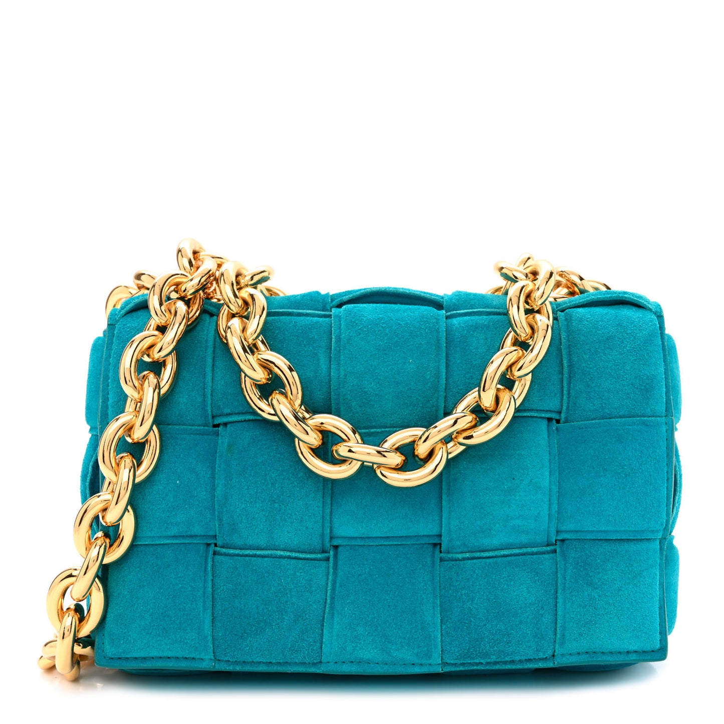 Suede Maxi Intrecciato Padded Chain Cassette Crossbody Bag Blaster