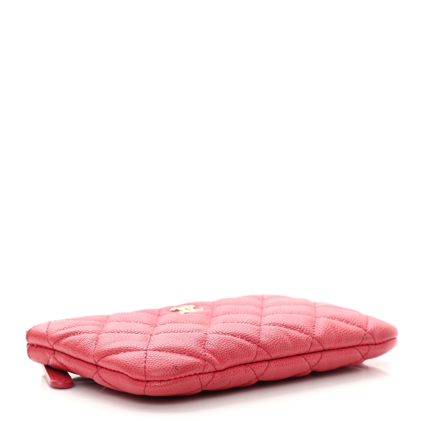 Caviar Quilted Small Cosmetic Case Dark Pink