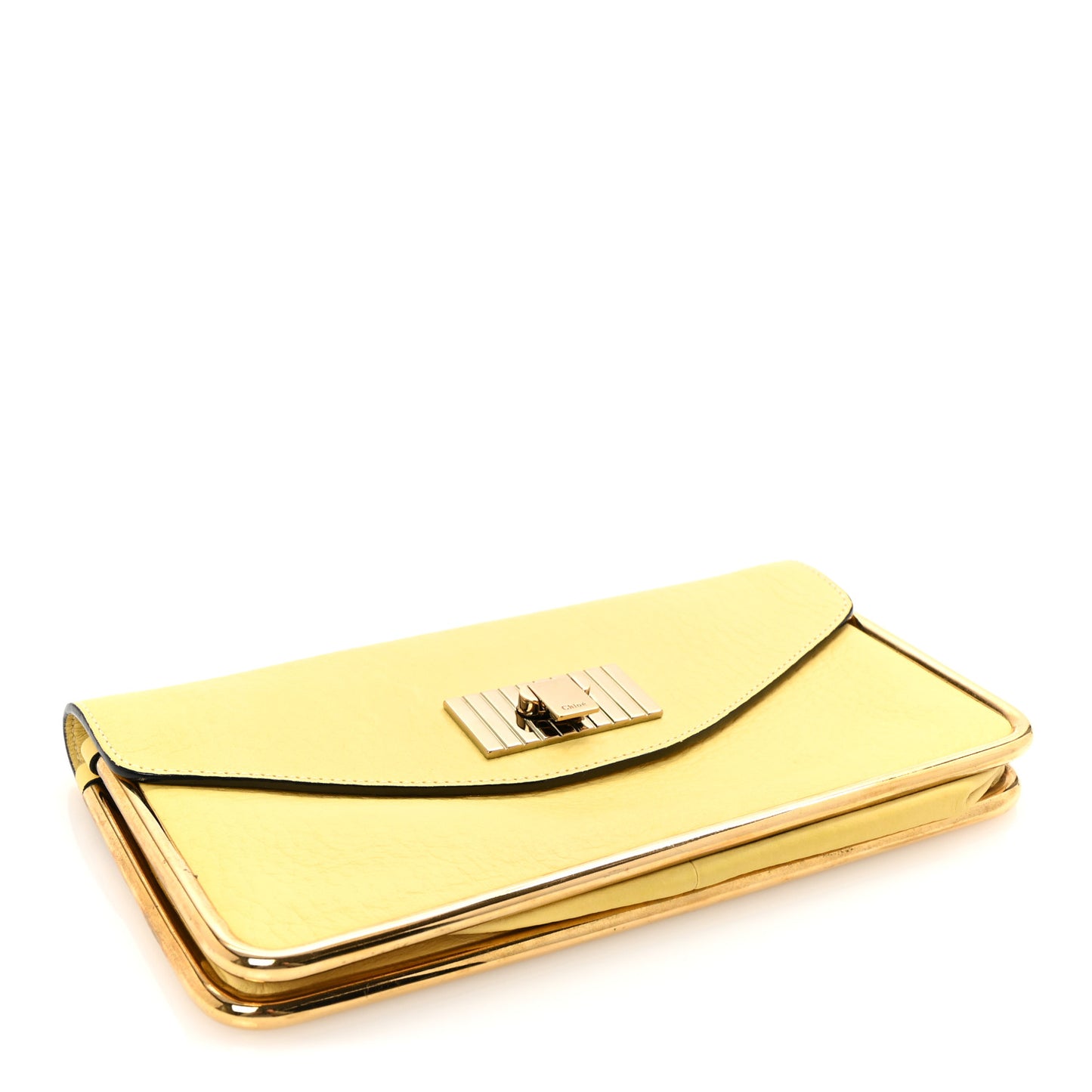 Grained Calfskin Sally Clutch Yellow