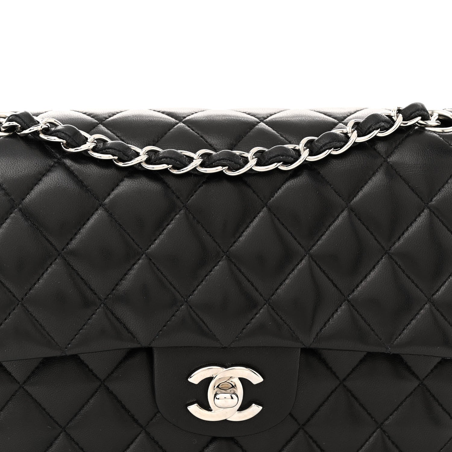 Chanel Lambskin Quilted Medium Double Flap Black 8 of 11