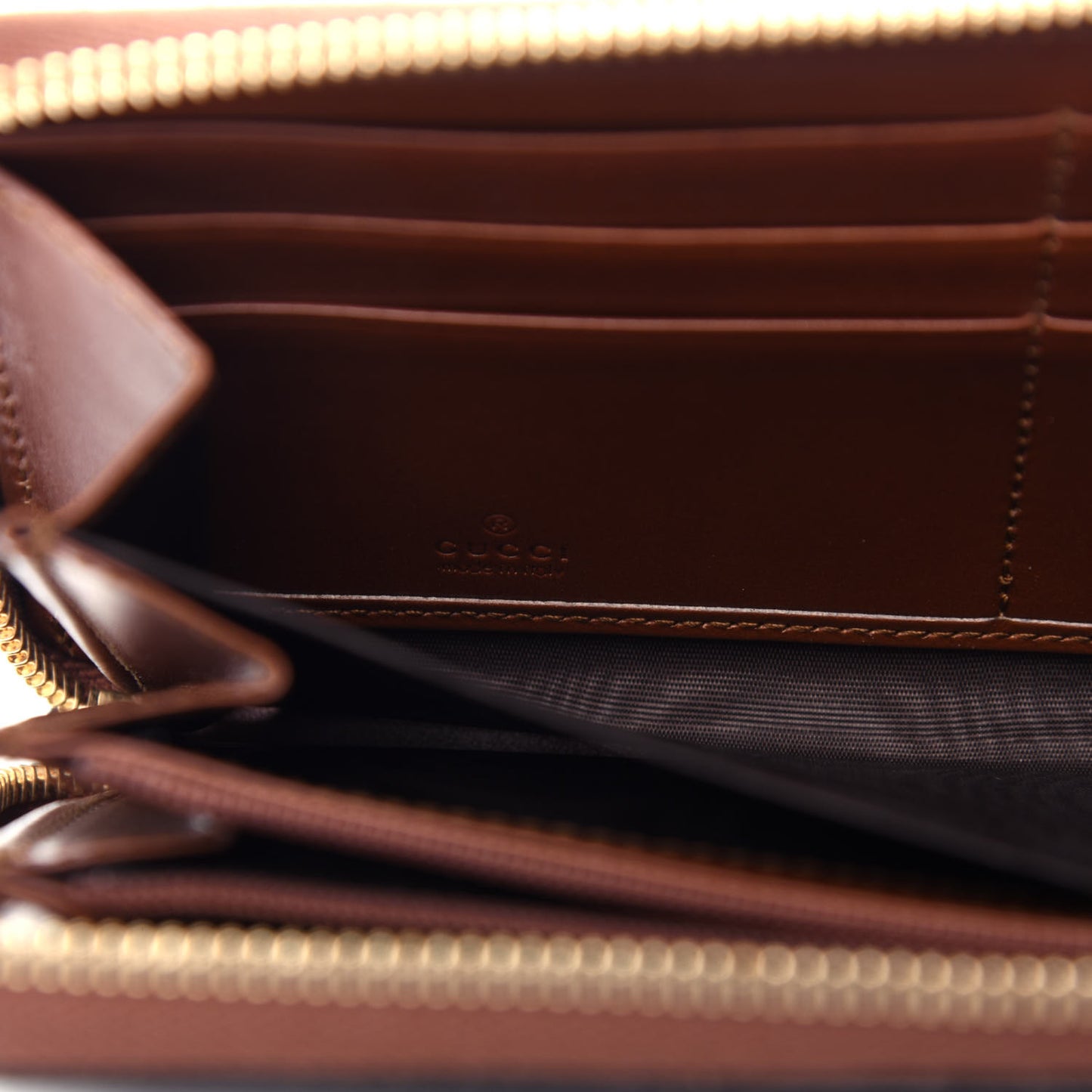 GG Supreme Monogram Cuoio Toscano Zip Around Wallet Beige Ebony Cuir