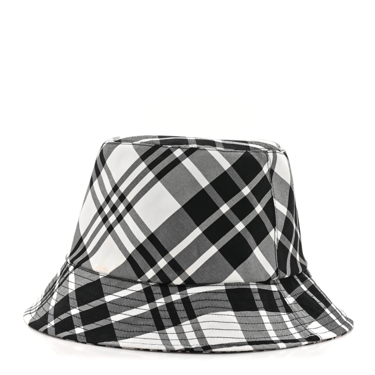 Oblique Plaid Reversible Teddy-D Brim Bucket Hat Black White