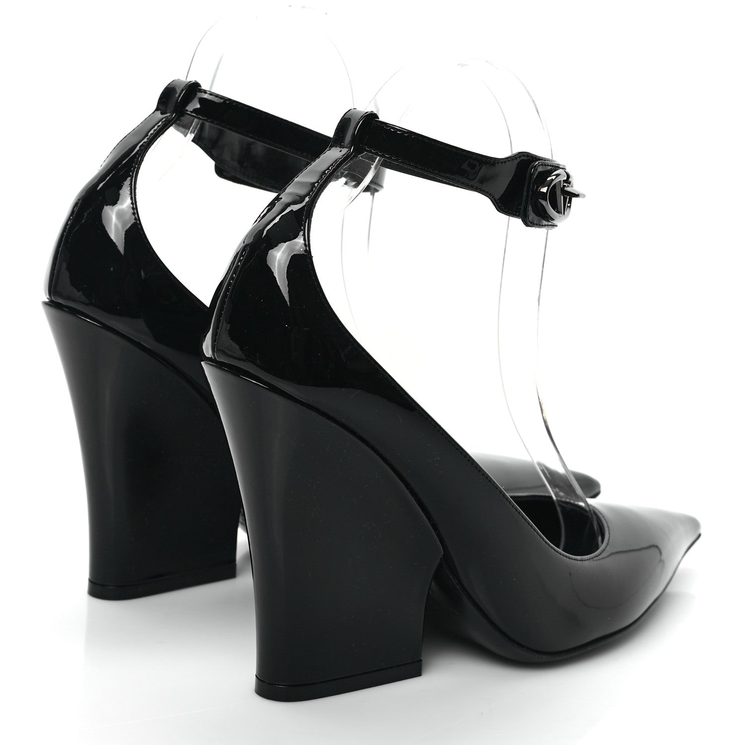 Valentino Garavani Patent Vlogo Plaque Ankle Strap 105mm Pumps 38 Black 4 of 9