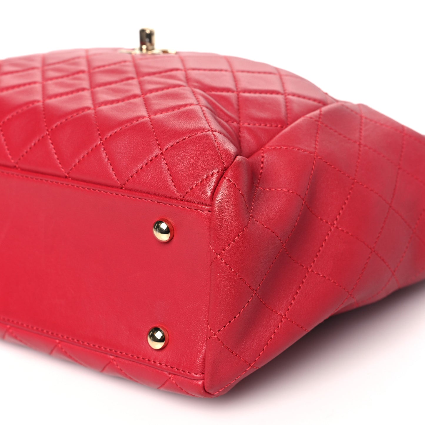 Lambskin Quilted Small Drawstring Shoulder Bag Dark Pink
