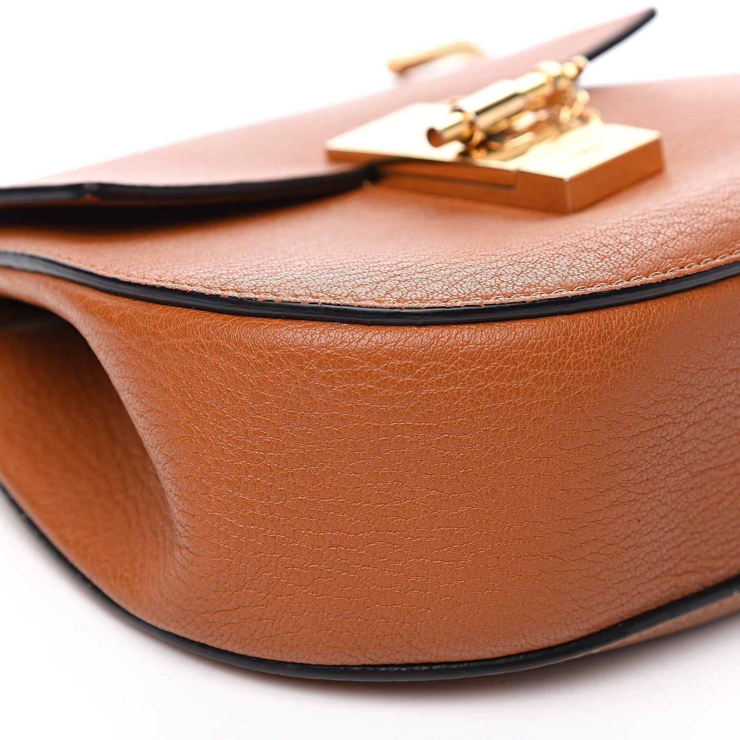 Grained Lambskin Mini Drew Shoulder Bag Caramel